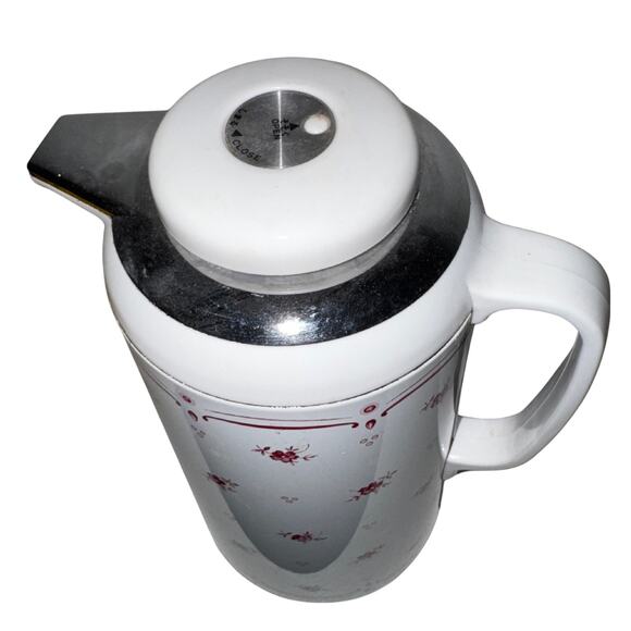 Vintage Diamond Japan Floral Thermos Carafe — Vacuum Insulated Coffee Server - Picture 5 of 12
